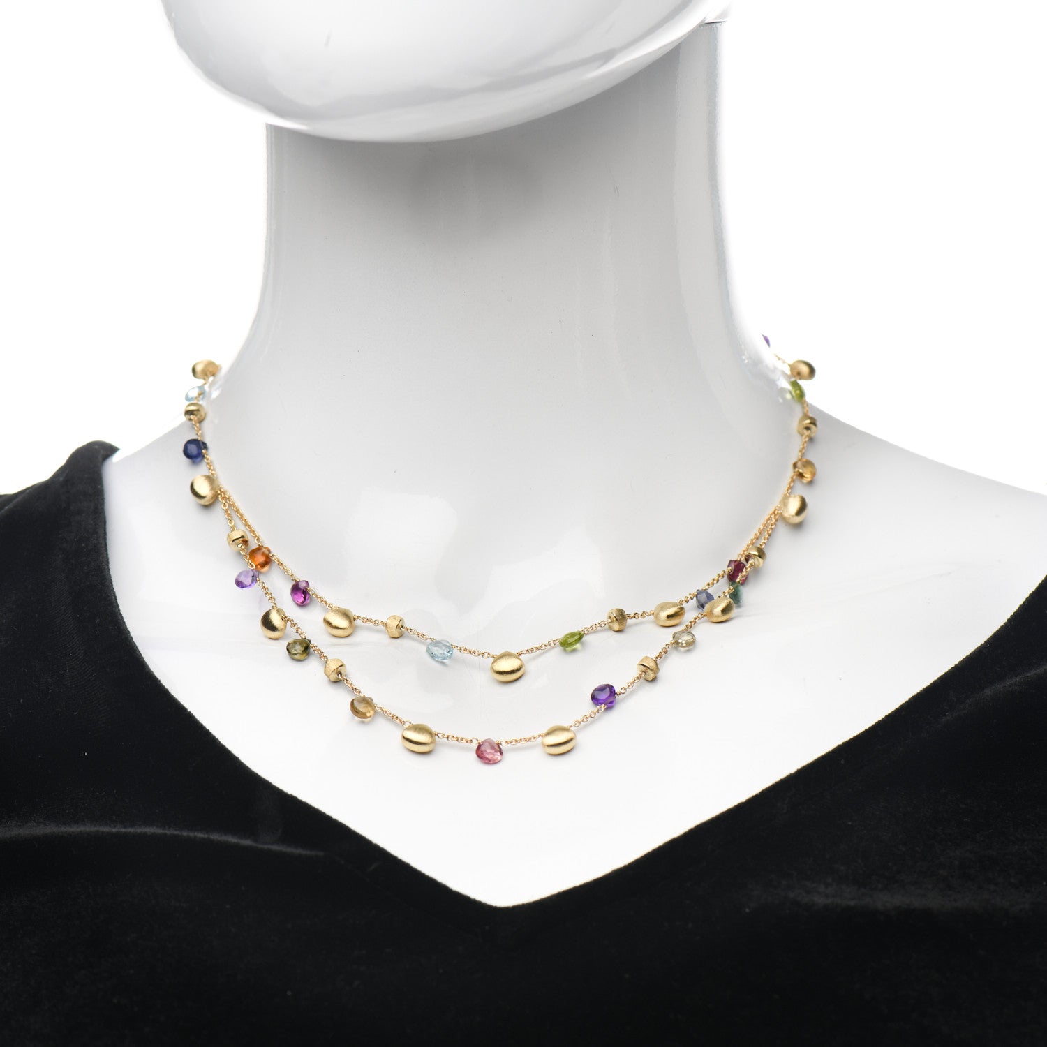 Marco Bicego 18K Yellow Gold Multi Gemstone Paradise Double Strand Necklace 2 of 5
