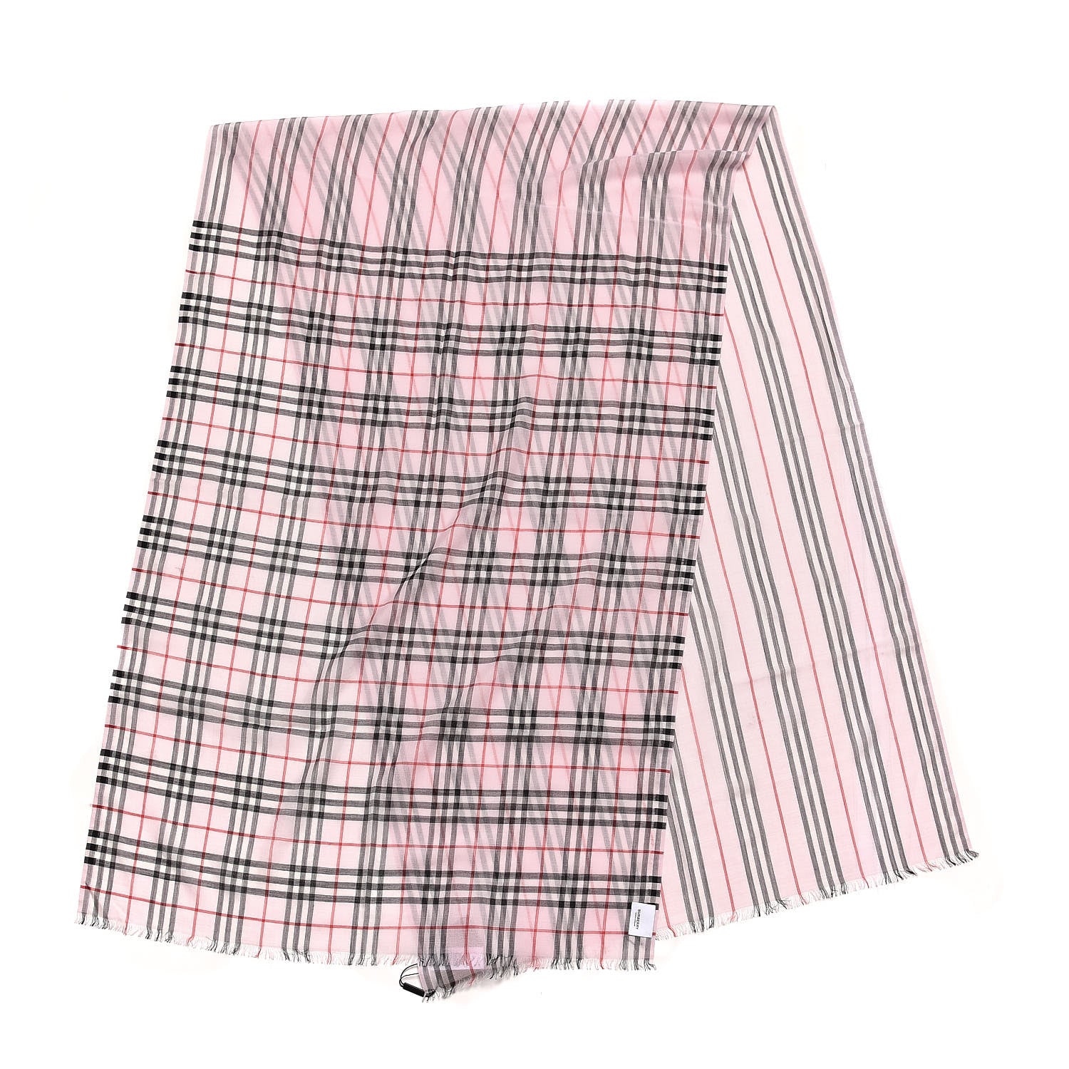 Burberry Wool Silk Gauze Vintage Check Scarf Alabaster Pink 3 of 5