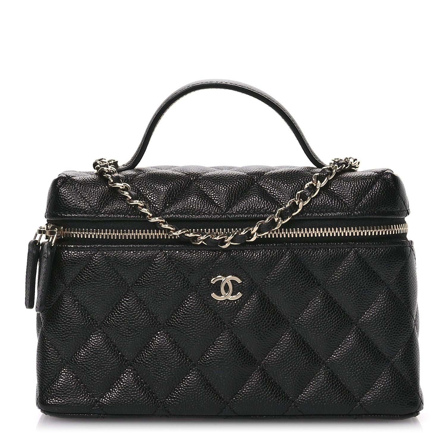 Chanel Caviar Quilted Top Handle Slim Vanity With Chain Black 1 of 11