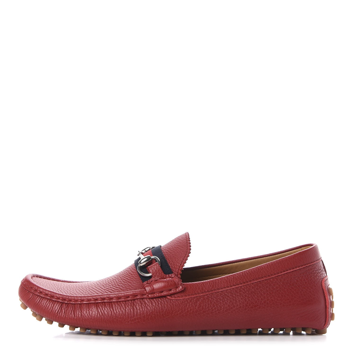 Gucci Calfskin Mens Horsebit Web Driver Loafers 11 Rosso 1 of 11
