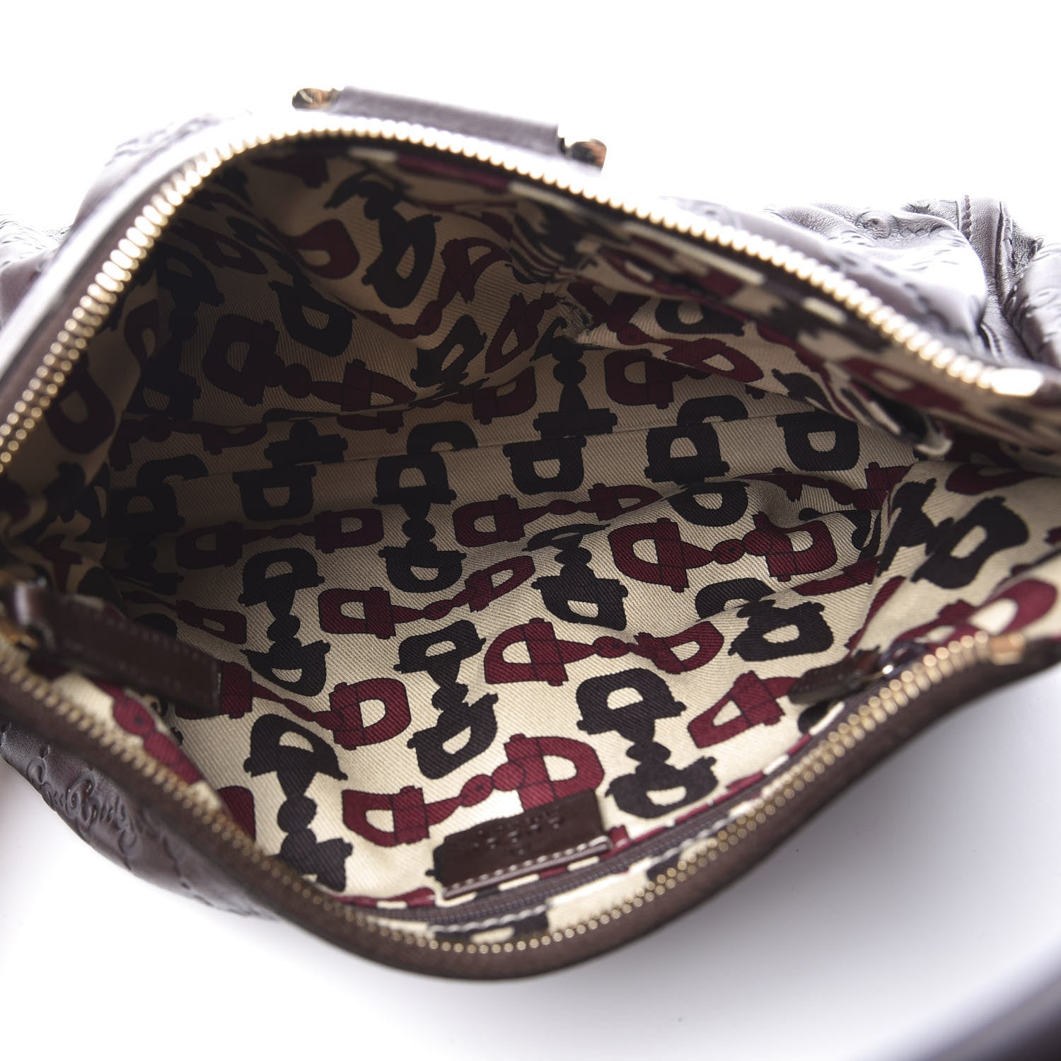 Gucci Guccissima Small D Gold Ring Shoulder Bag Chocolate Brown 5 of 11