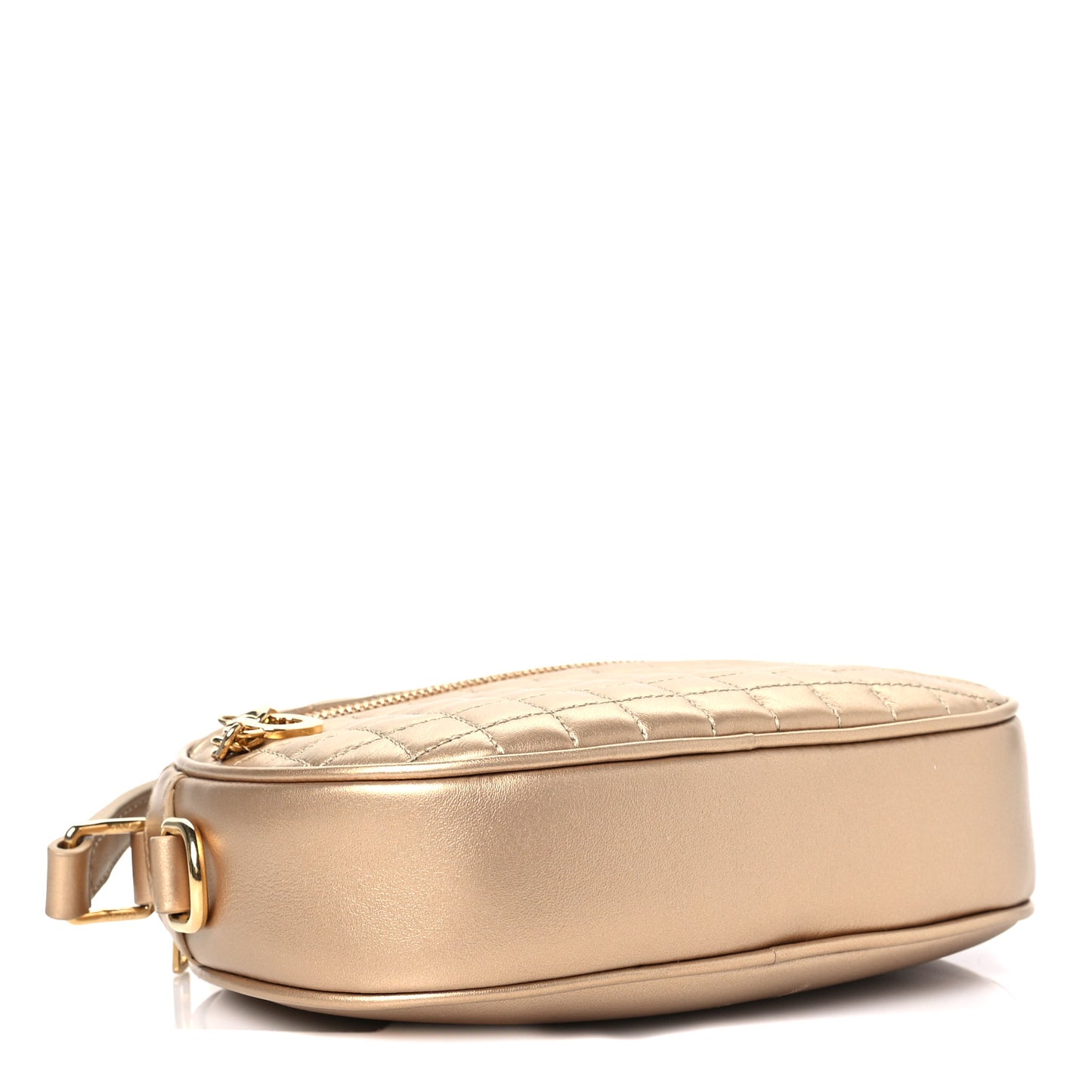 Laminated Calfskin Quilted Small C Charm Bag Gold