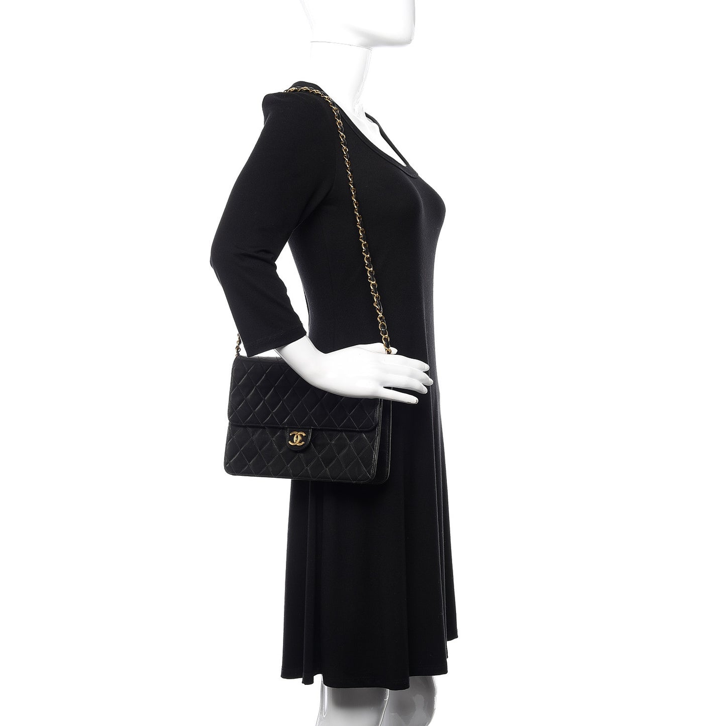 Lambskin Quilted Medium Single Flap Black