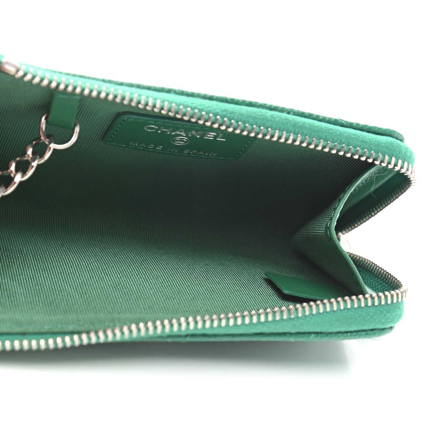 Caviar Quilted Zipped Key Holder Case Green