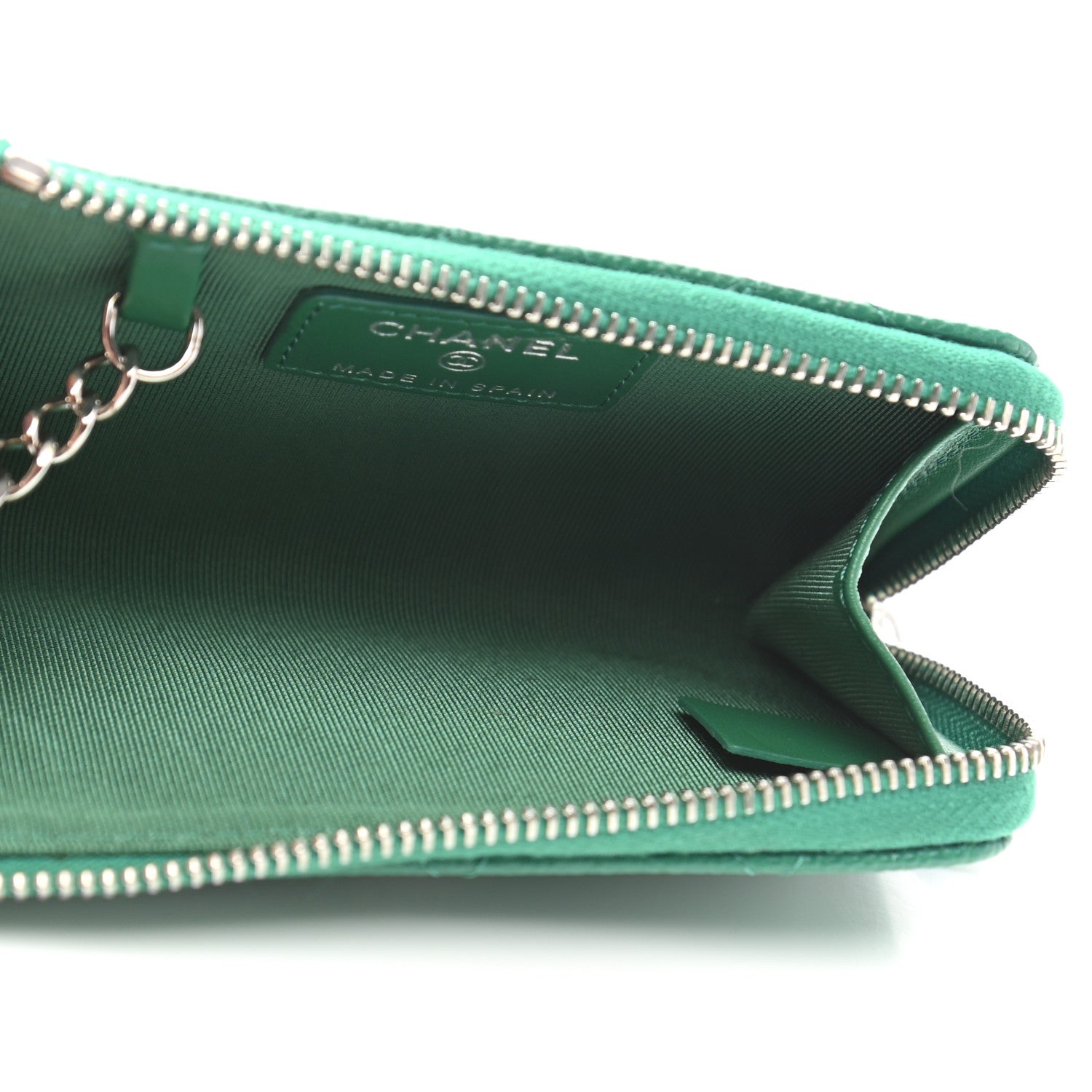 Chanel Caviar Quilted Zipped Key Holder Case Green 5 of 8