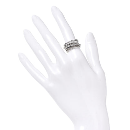 David Yurman Sterling Silver 14K White Gold Diamond 11mm Wide Crossover Cable Ring 52 6 2 of 5