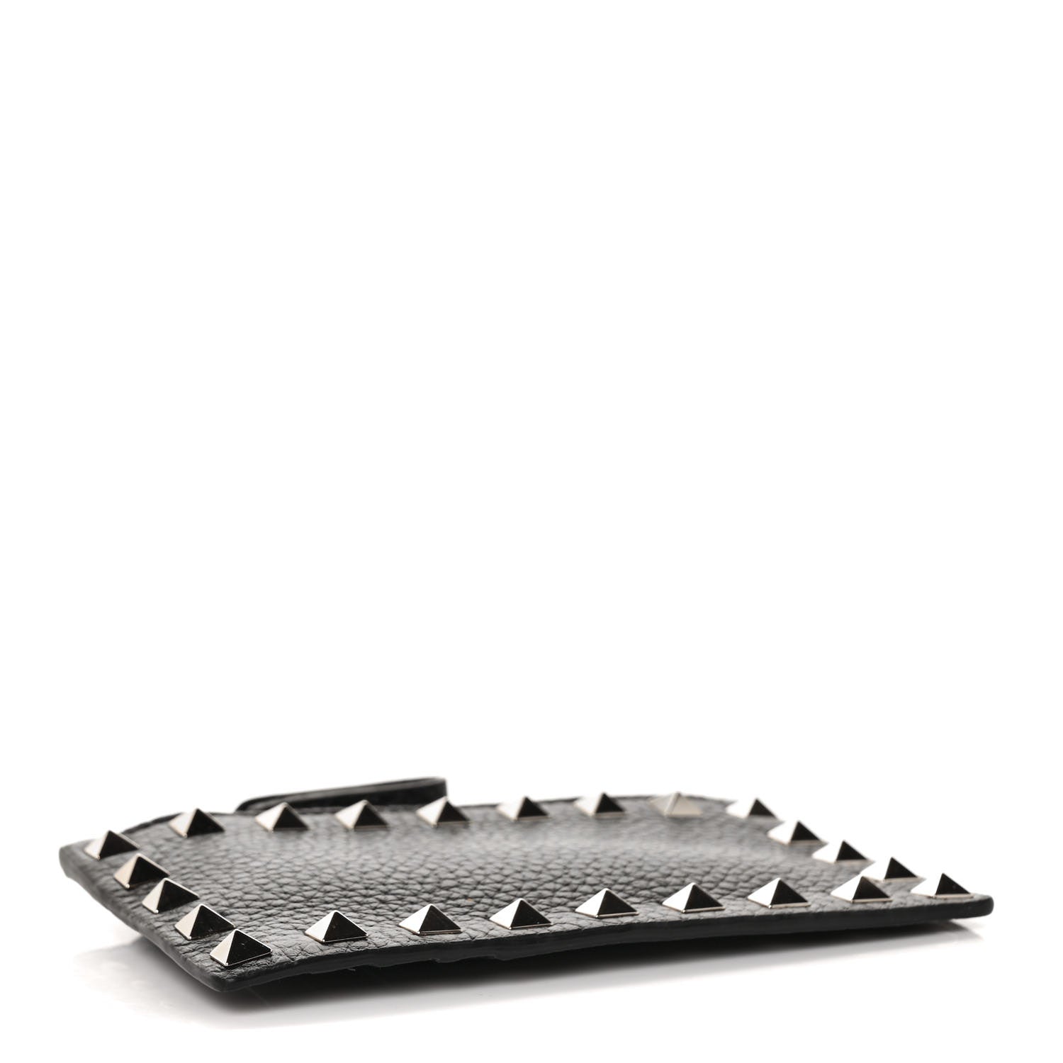 Valentino Garavani Pebbled Calfskin Rockstud Coin Case Card Holder Black 4 of 9