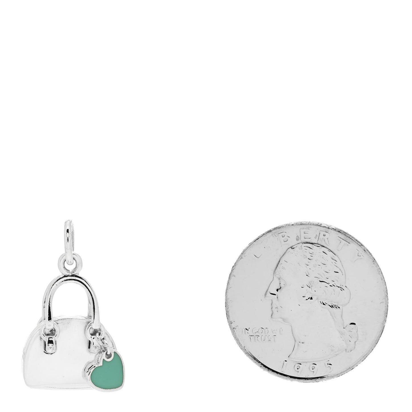 Sterling Silver Enamel Shopping Bag Heart Charm Blue