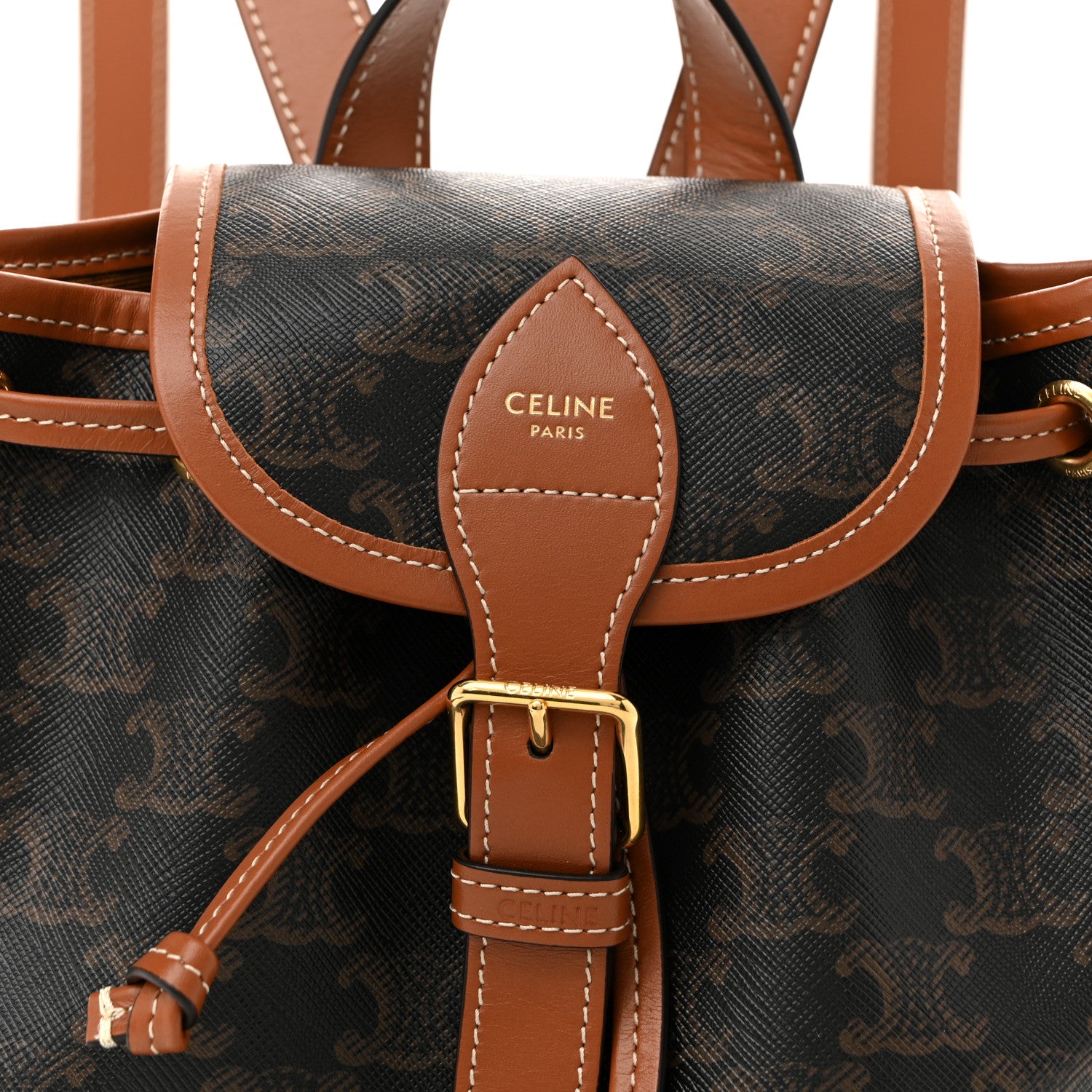Celine Triomphe Canvas Calfskin Mini Folco Backpack Tan 8 of 10