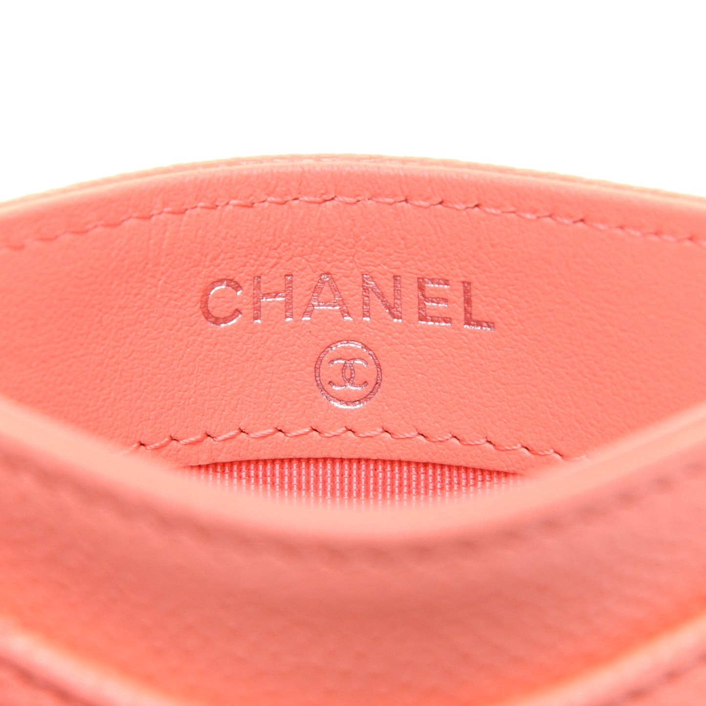 Caviar Quilted Card Holder Coral