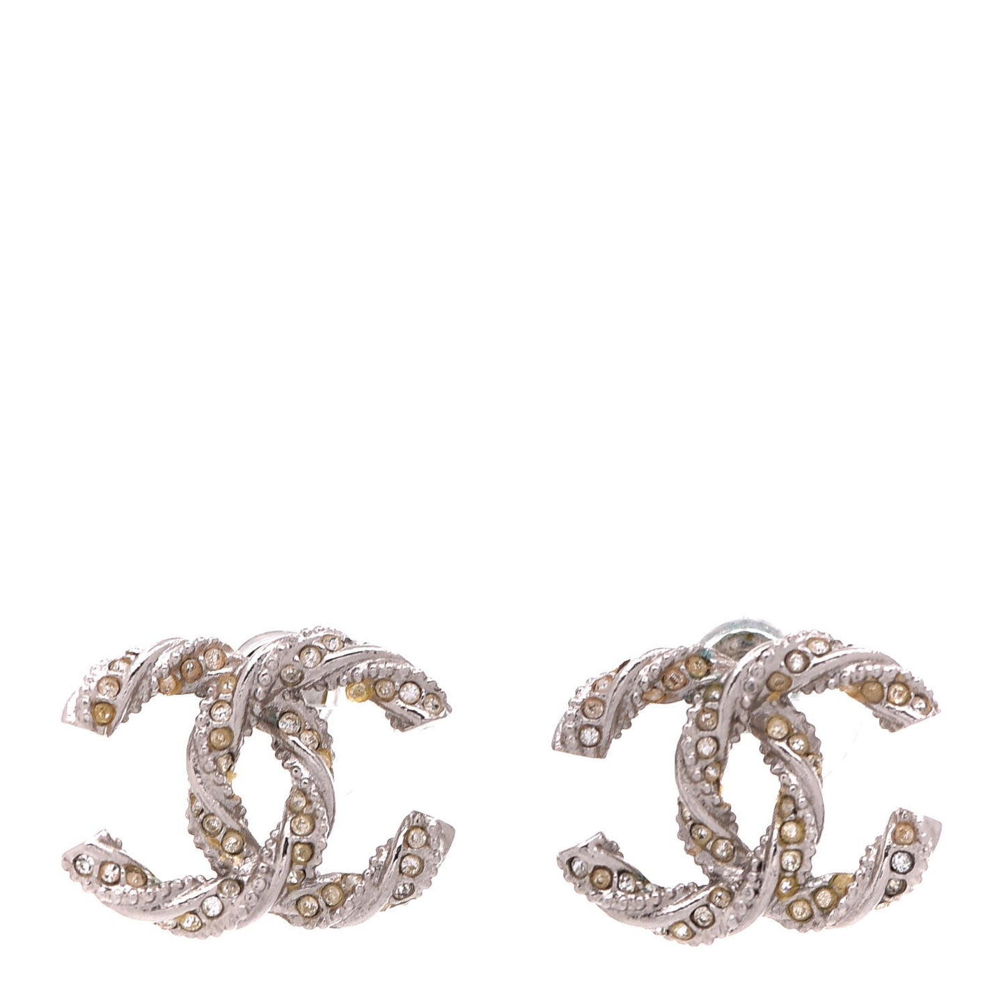 Crystal CC Twisted Earrings Silver