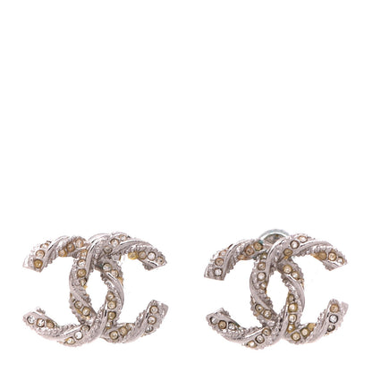 Chanel Crystal CC Twisted Earrings Silver 1 of 5