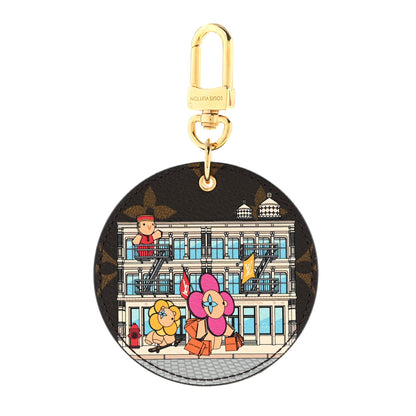 Louis Vuitton Monogram 2022 Christmas Animation New York Soho Bag Charm Key Ring Yellow 1 of 3