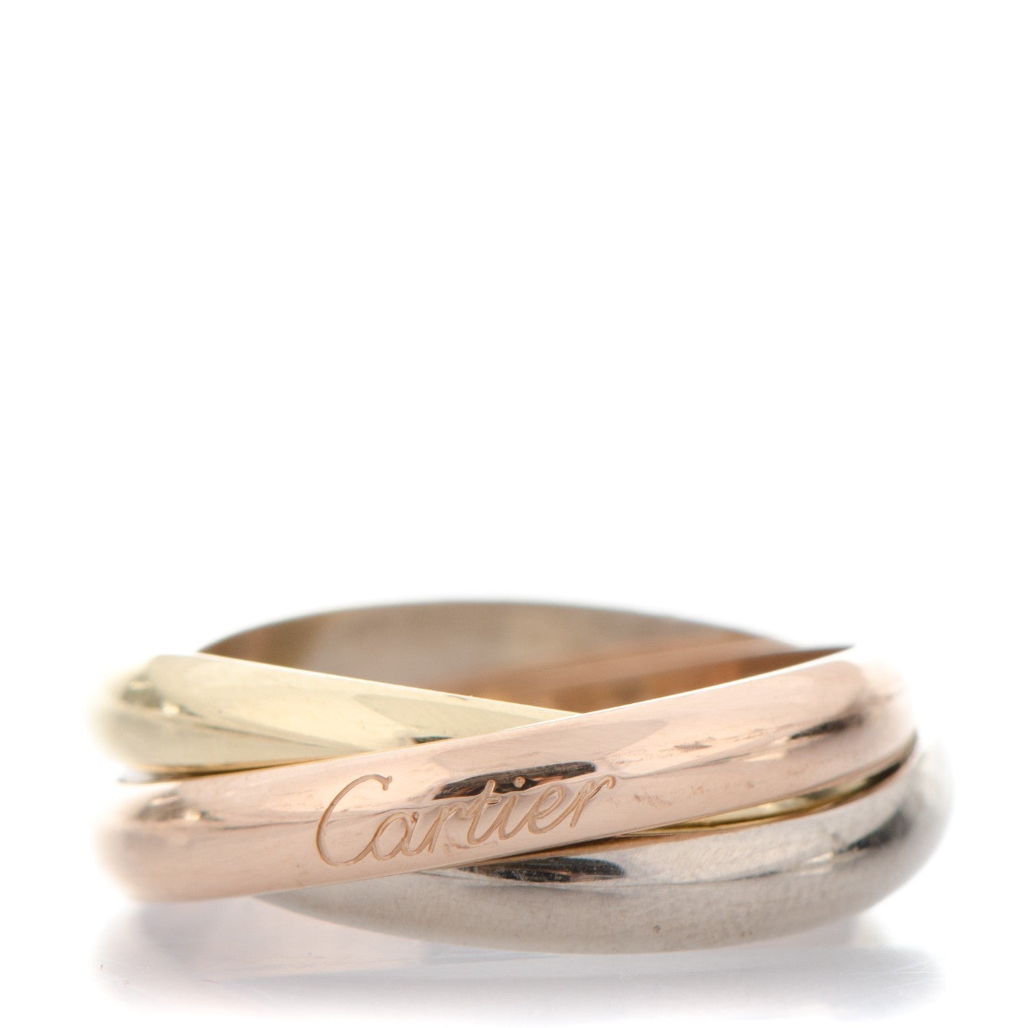 Cartier 18K Pink Yellow White Gold Small Trinity Ring 59 8.75 1 of 4