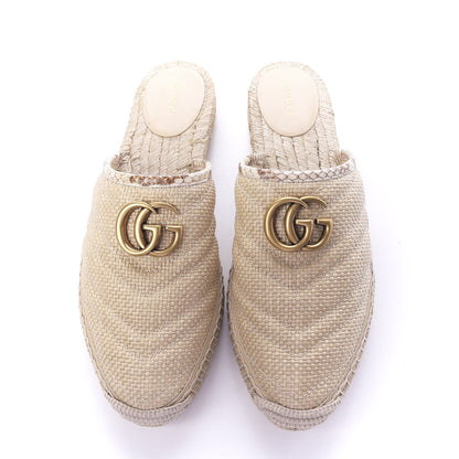 Gucci Straw Elaphe Matelasse GG Marmont Espadrille Slippers 39.5 Natural Cream Brown 5 of 12