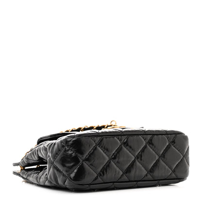 Chanel Shiny Crumpled Calfskin Quilted Small Wavy CC Hobo Black 4 of 14