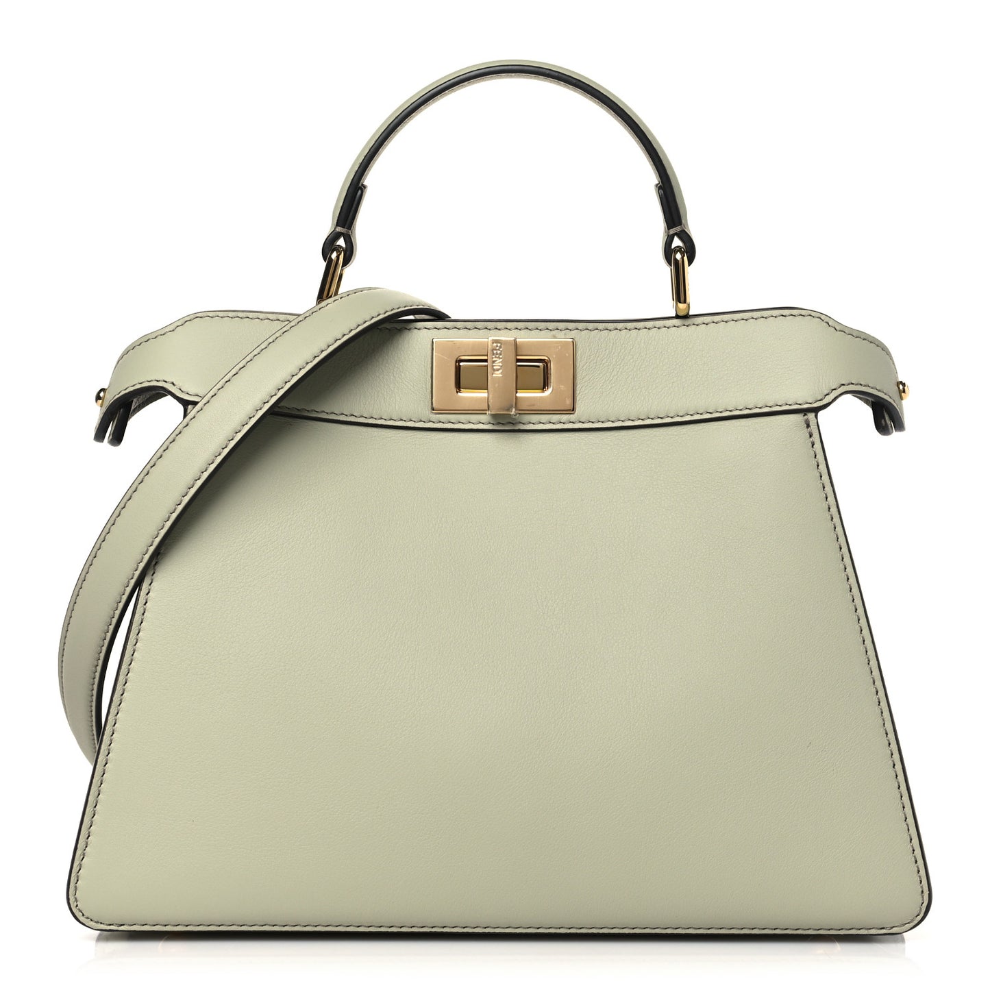 Vitello Seta Shiny Nappa Small Peekaboo I SEE U Satchel Green Tea