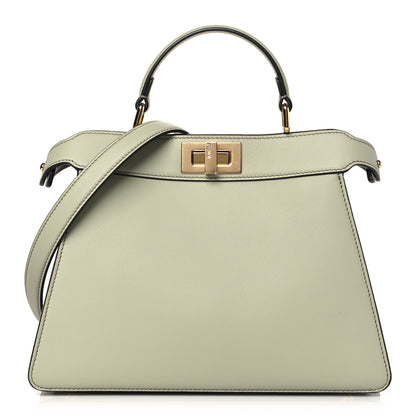 Fendi Vitello Seta Shiny Nappa Small Peekaboo I SEE U Satchel Green Tea 1 of 8