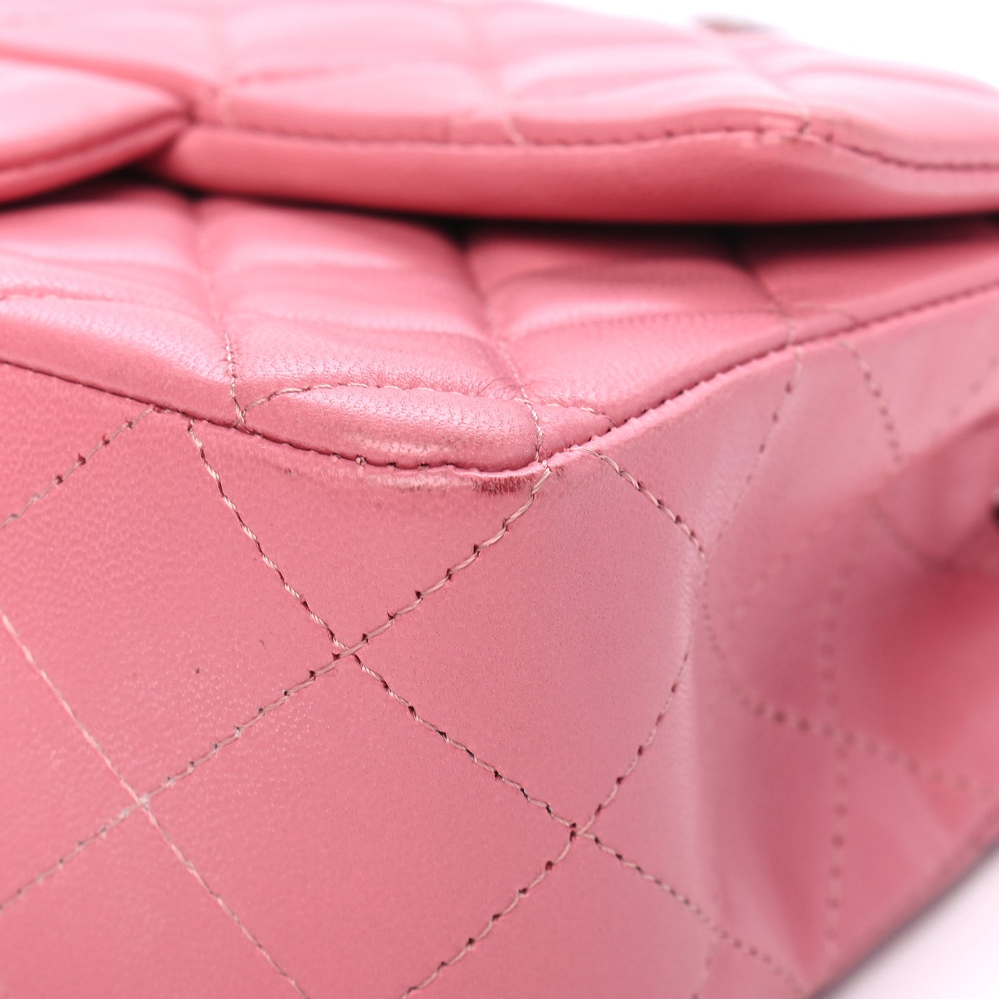 Lambskin Quilted Mini Rectangular Flap Pink