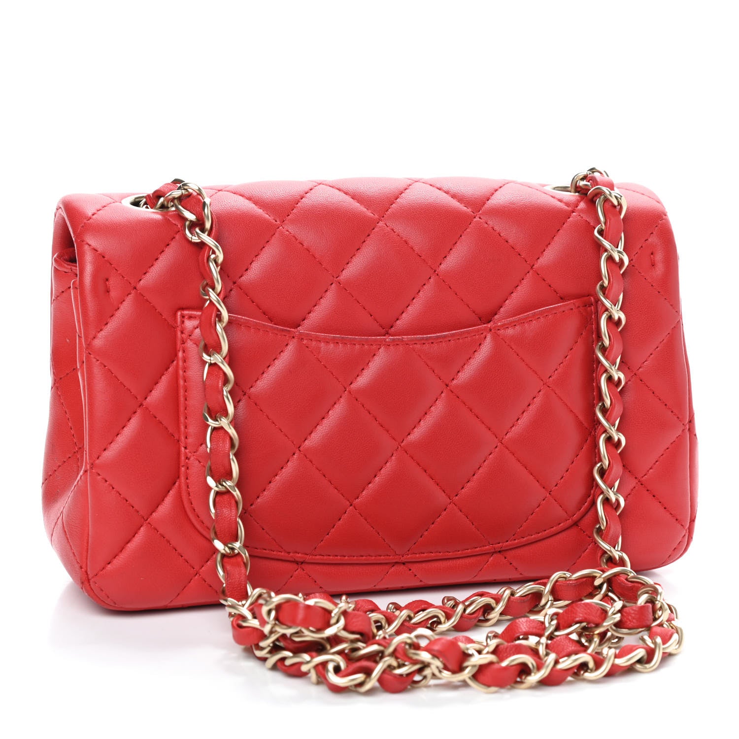 Chanel Lambskin Quilted Mini Rectangular Flap Red 2 of 8