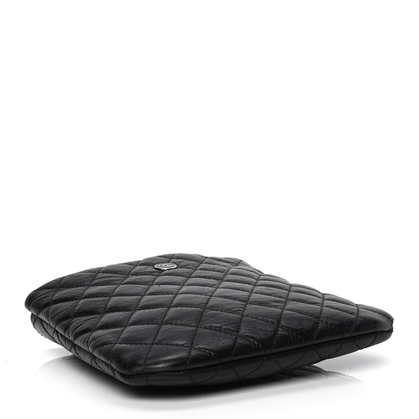 Aged Calfskin Quilted Crossbody Bag Black