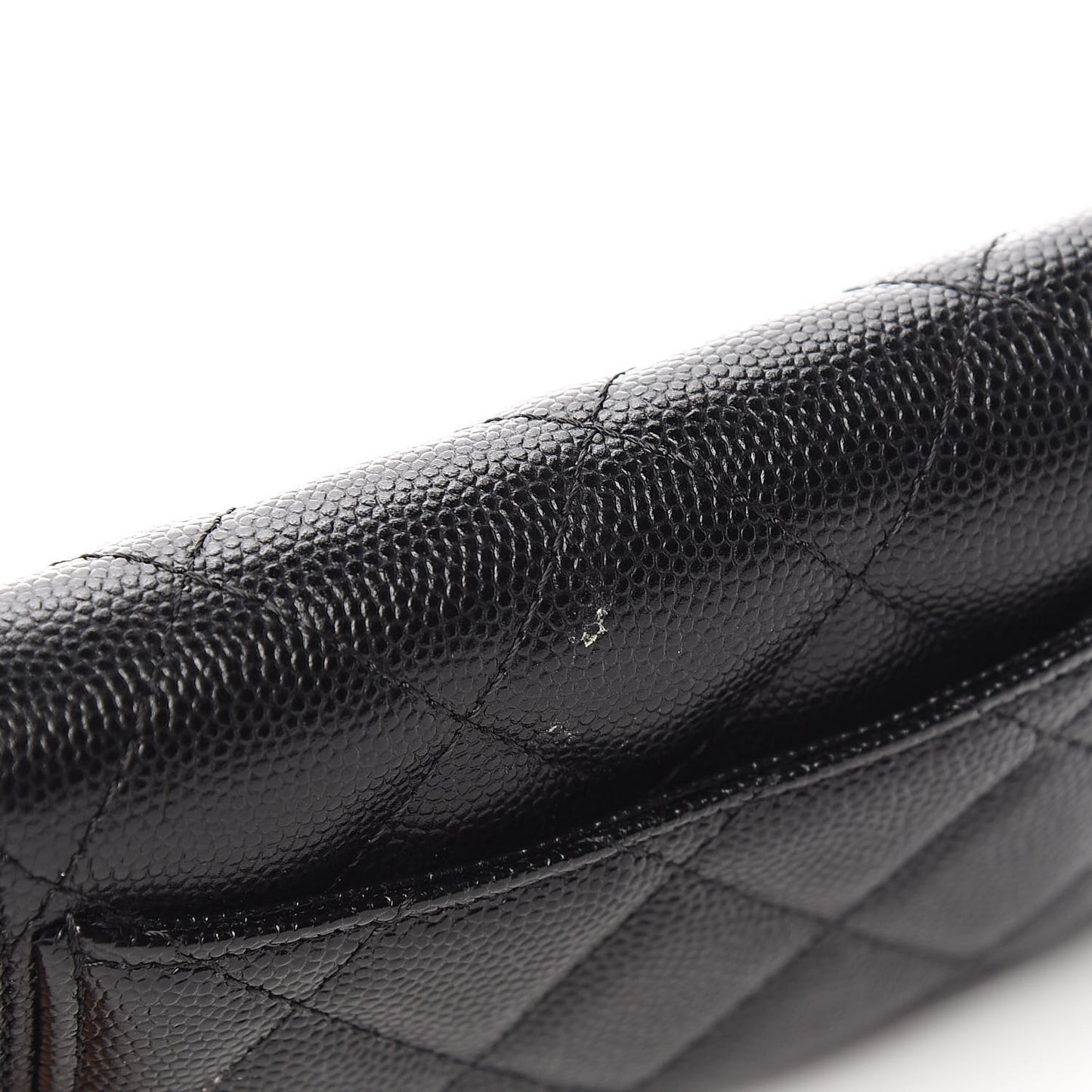 Caviar Quilted Flap Card Holder Wallet Black