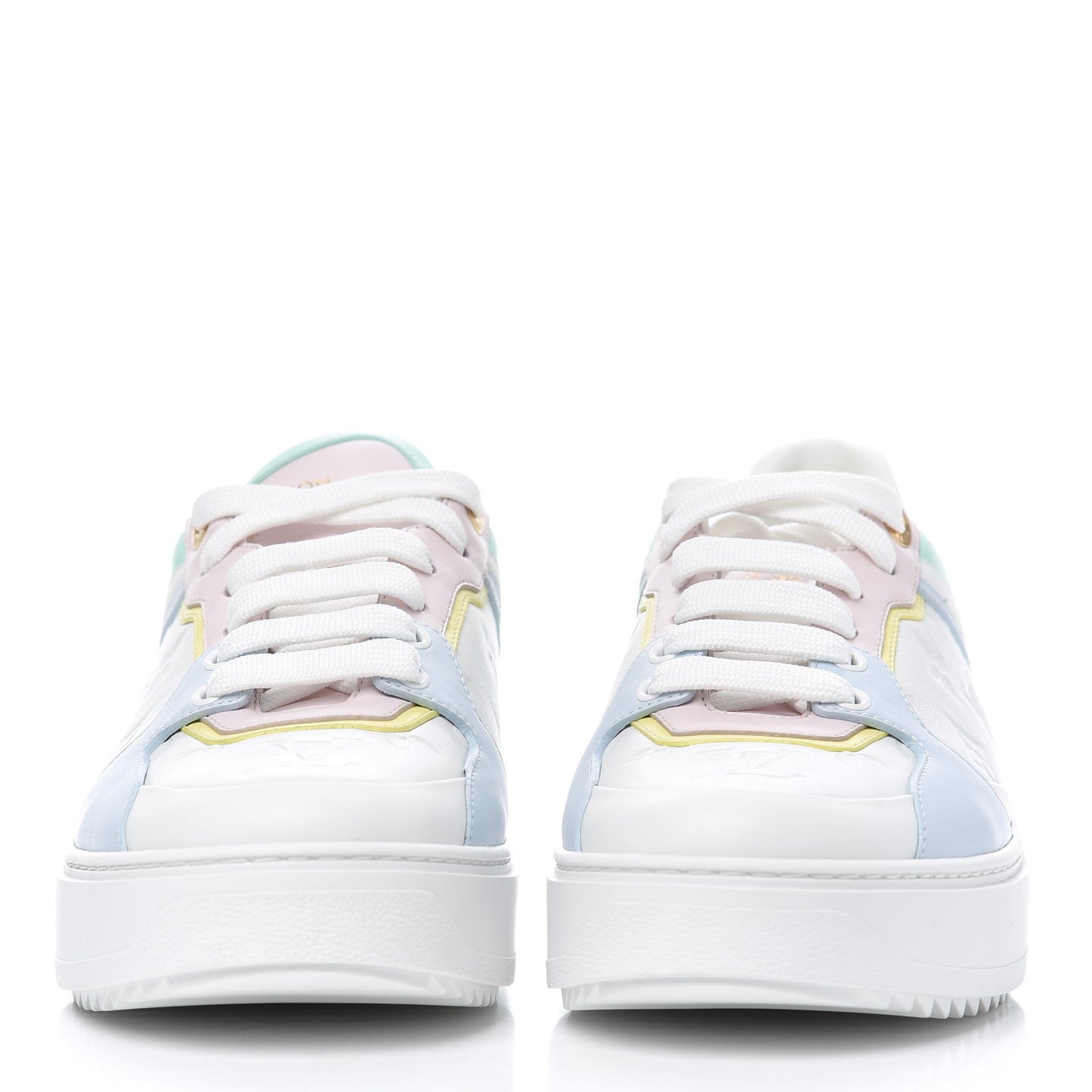 Monogram Embossed Lambskin Time Out Sneakers 40 Light Blue Pastel