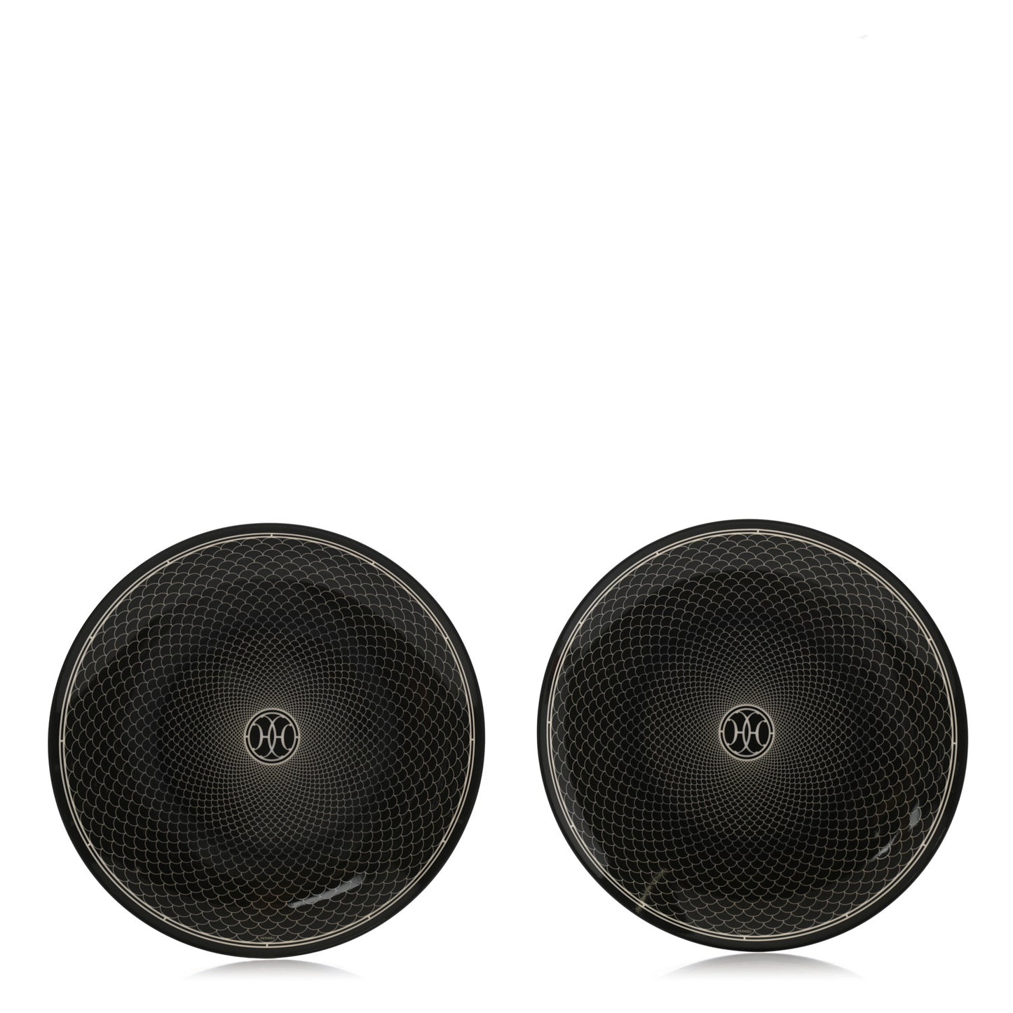 Porcelain H Deco Dessert Plates Set of 2 Black
