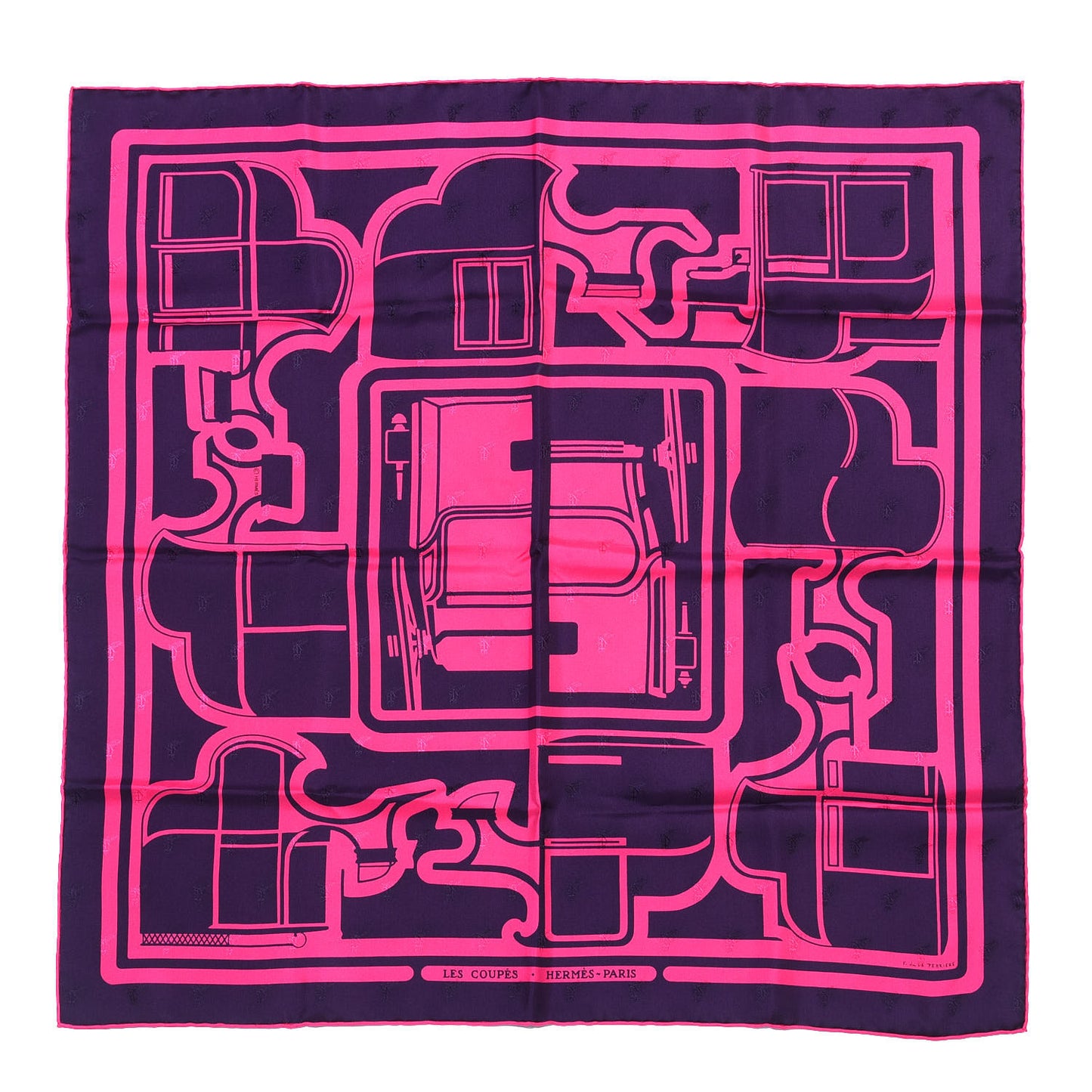 Silk Les Coupes Tattoo Scarf 70 Rose Vif Marine