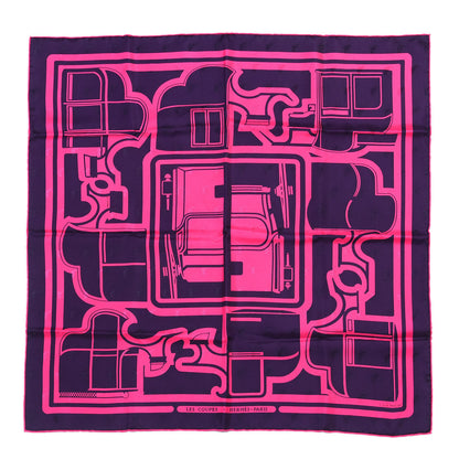 Hermes Silk Les Coupes Tattoo Scarf 70 Rose Vif Marine 1 of 4