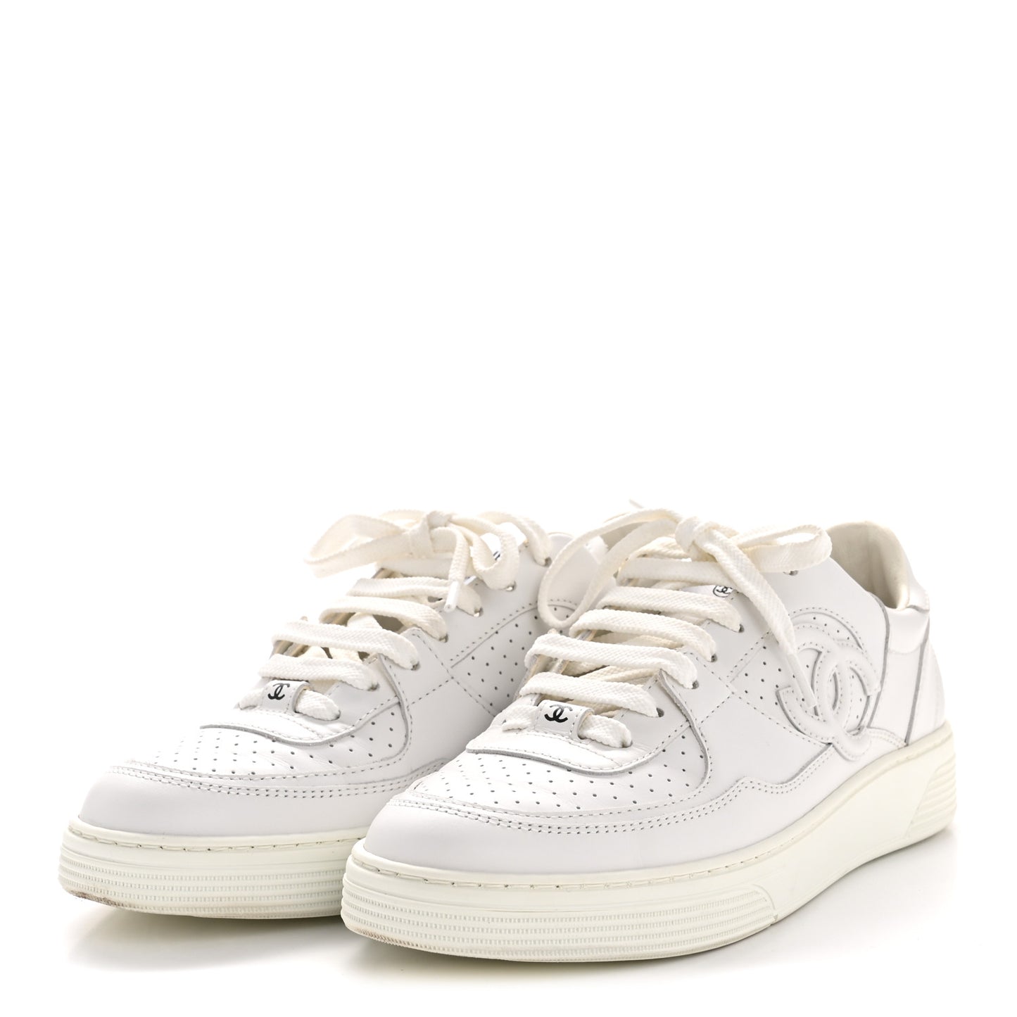 Calfskin CC Womens Sneakers 38 White