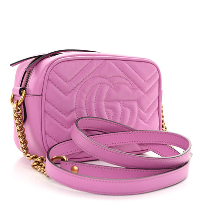 Gucci Calfskin Matelasse Mini GG Marmont Chain Shoulder Bag Candy Mousse 3 of 13