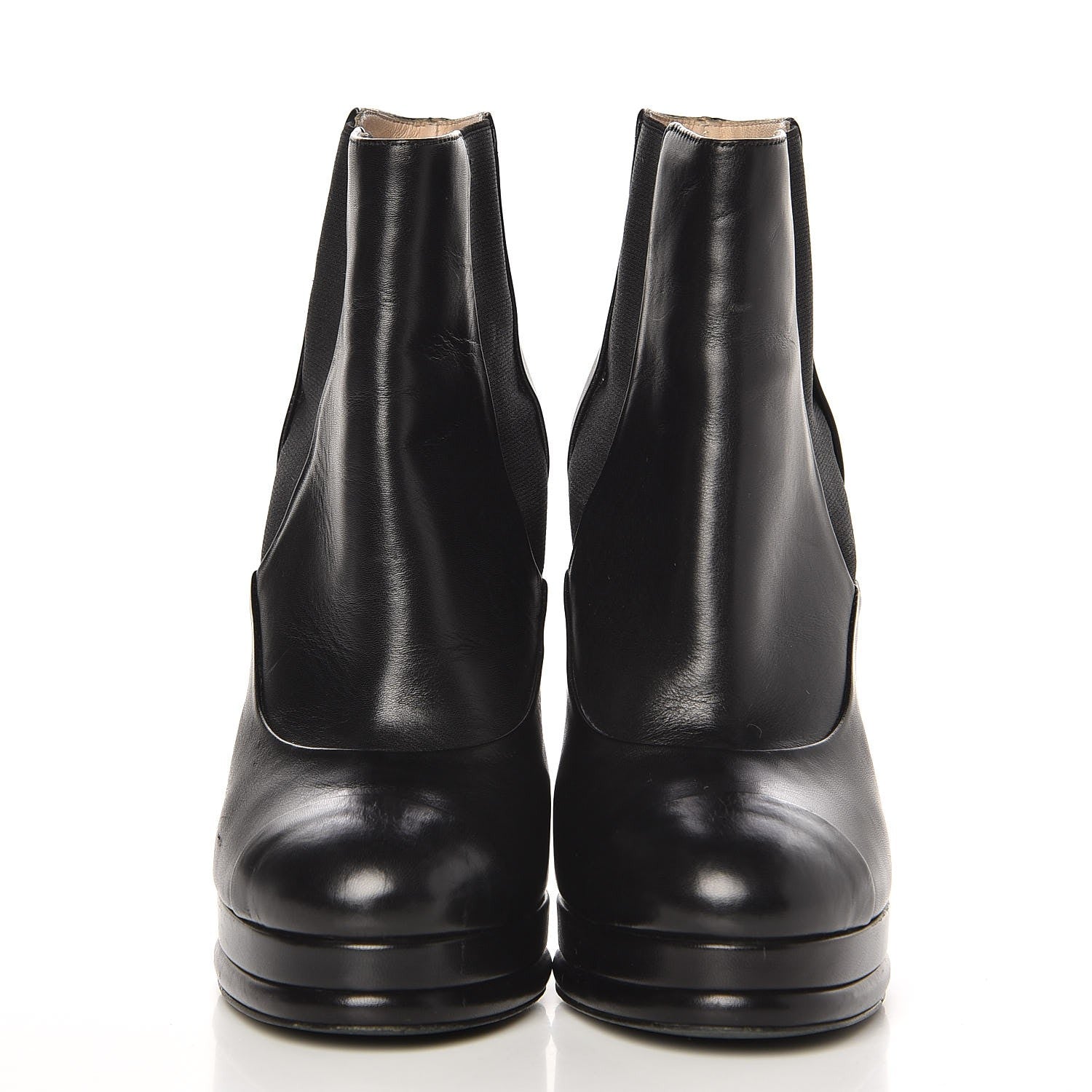 Chanel Calfskin Elastic Cap Toe Ankle Boots Booties Heels 37 Black 2 of 22