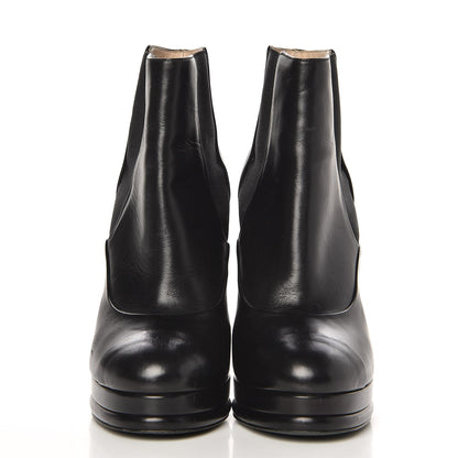 Chanel Calfskin Elastic Cap Toe Ankle Boots Booties Heels 37 Black 2 of 22