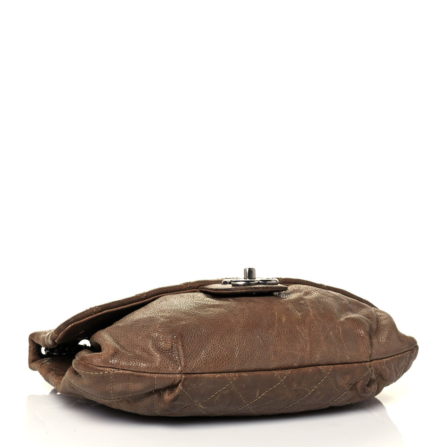 Caviar Quilted Medium Elastic Flap Brown