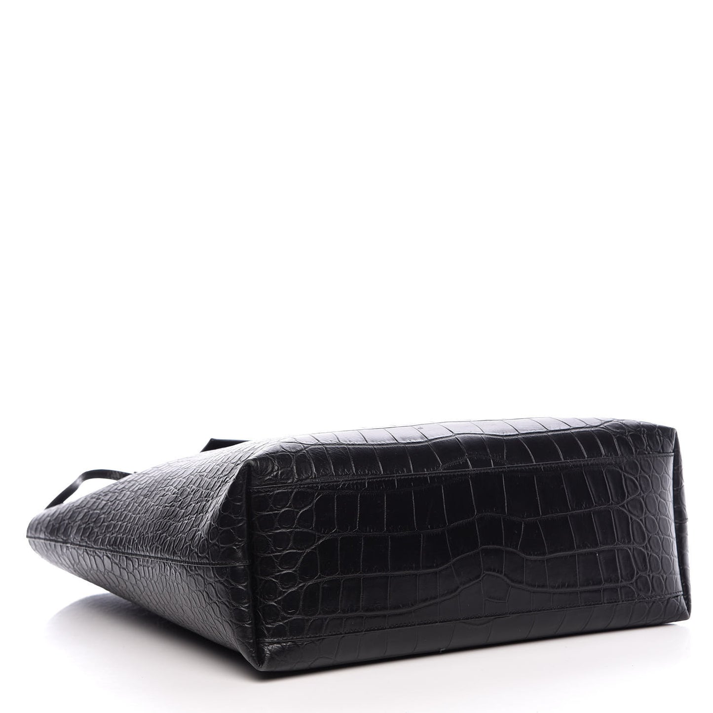 Croc Calfskin Embossed Bold Shopper Tote Black