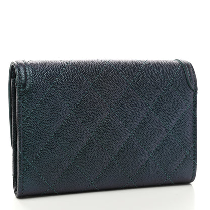 Chanel Iridescent Caviar Quilted Medium Filigree Flap Wallet Dark Turquoise 3 of 8