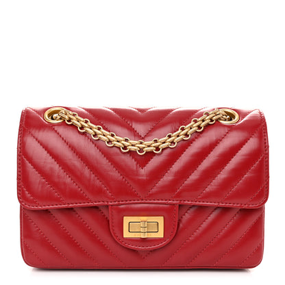 Chanel Aged Calfskin Chevron Quilted 2.55 Reissue Mini Flap Dark Red 1 of 11