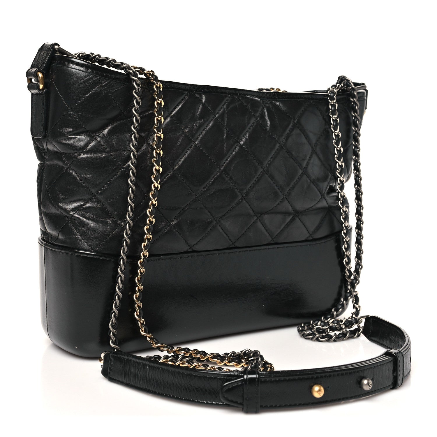 Chanel Aged Calfskin Quilted Medium Gabrielle Hobo Black 2 of 9