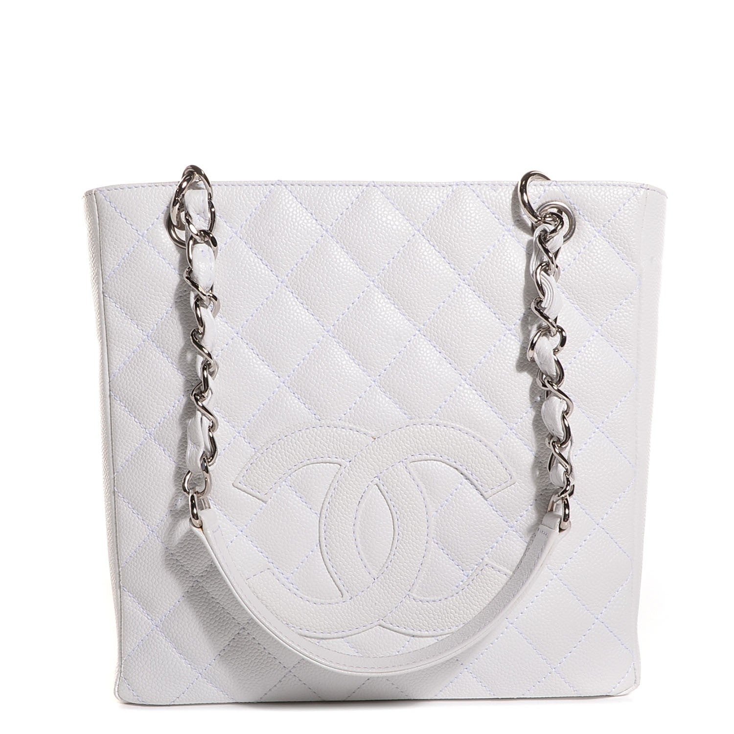 Chanel Caviar Quilted Petit Shopping Tote PST White 1 of 8
