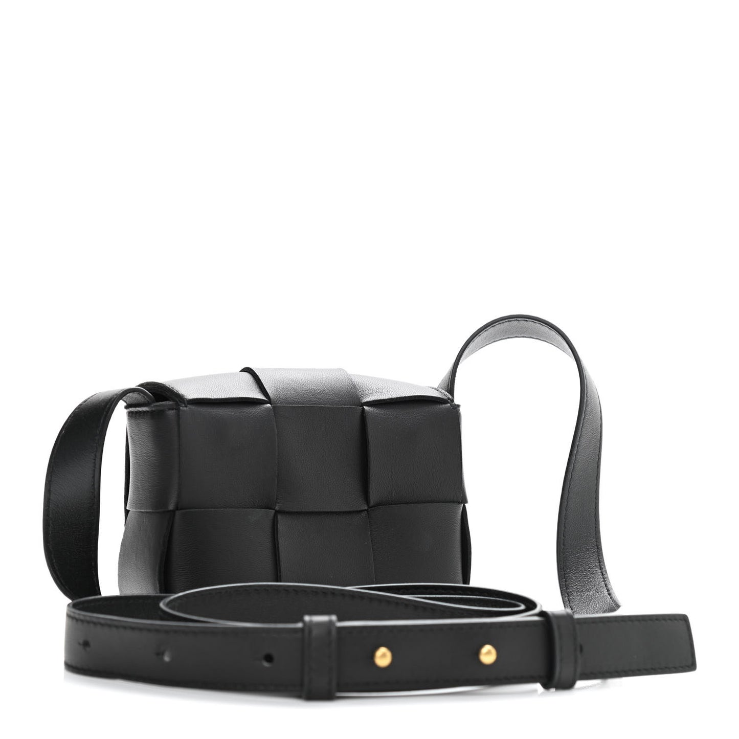 Lambskin Maxi Intrecciato Extra Mini Cassette Crossbody Bag Black