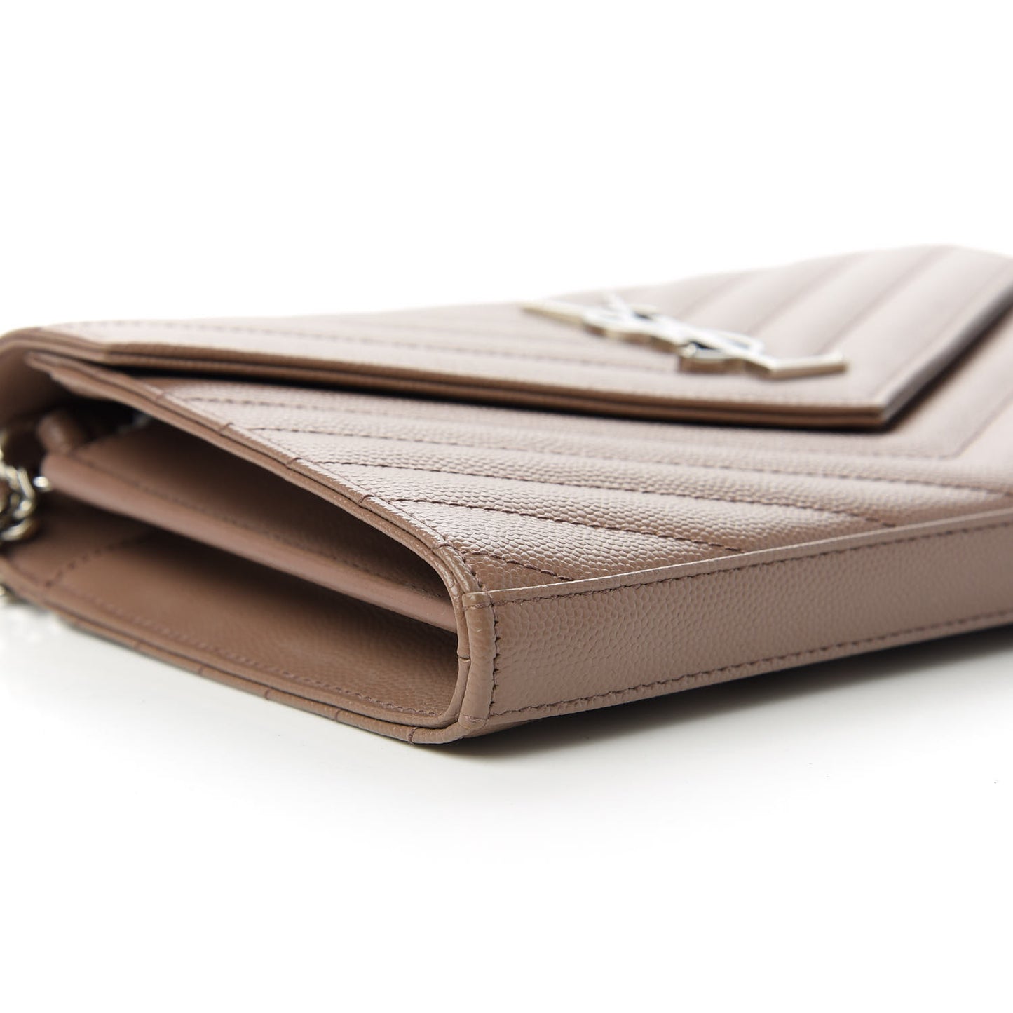 Grain De Poudre Matelasse Chevron Monogram Chain Wallet Taupe