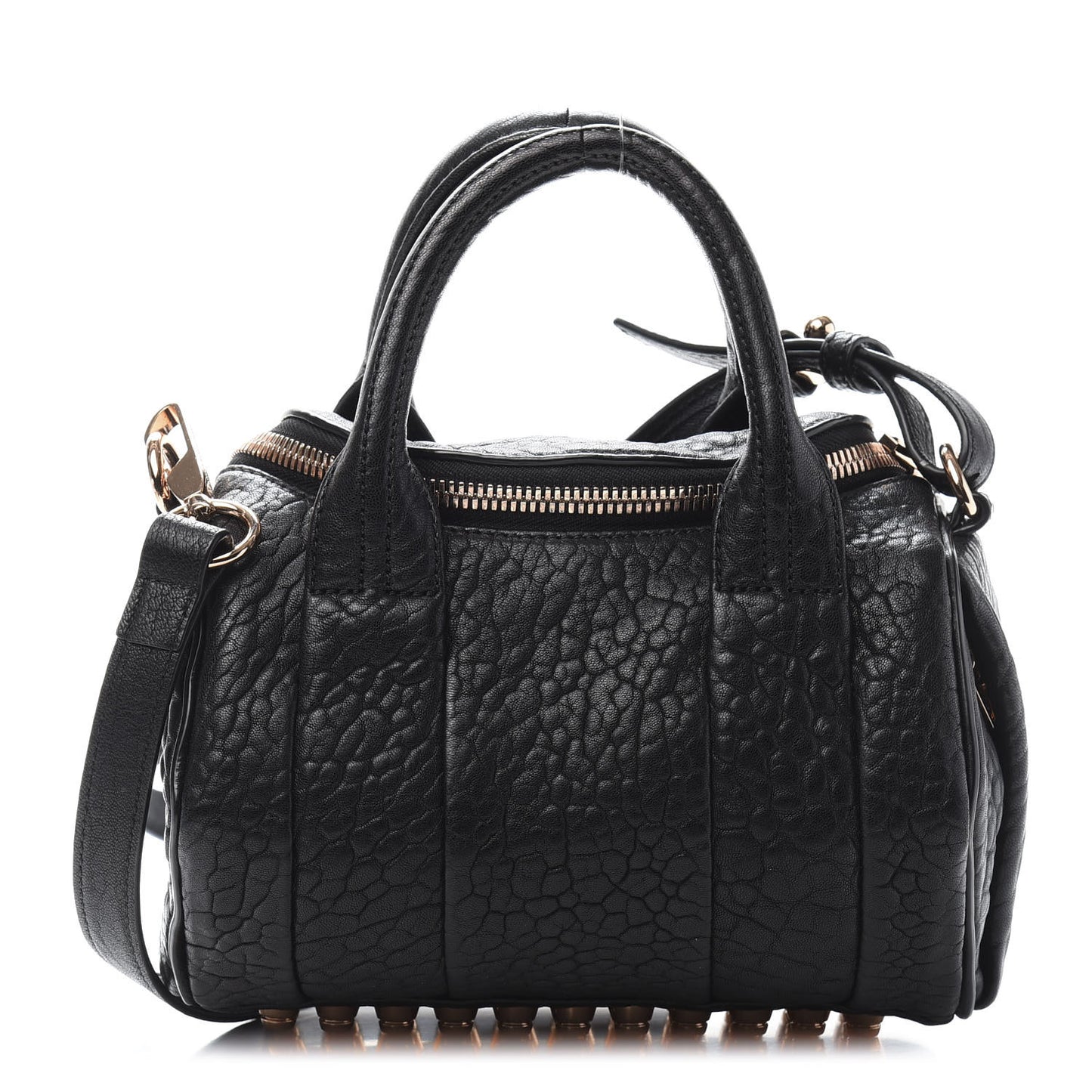 Pebbled Lambskin Mini Rockie Black Rose Gold Hardware