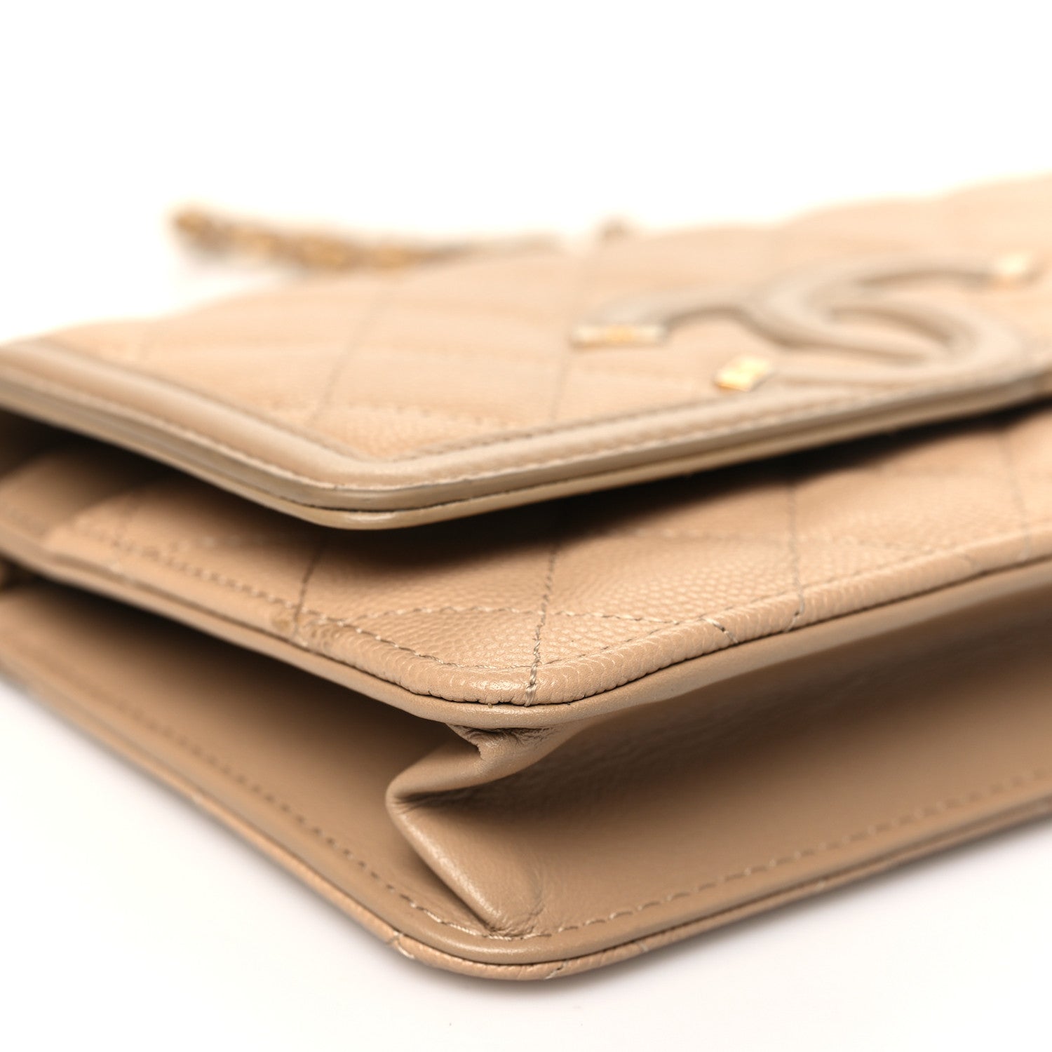 Chanel Caviar Quilted CC Filigree Wallet On Chain WOC Beige 10 of 13