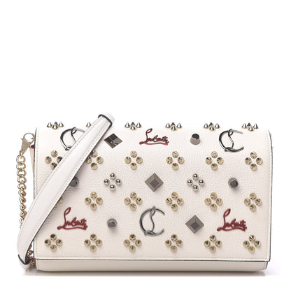 Christian Louboutin Calfskin Spikes Loubinthesky Paloma Clutch White 1 of 10