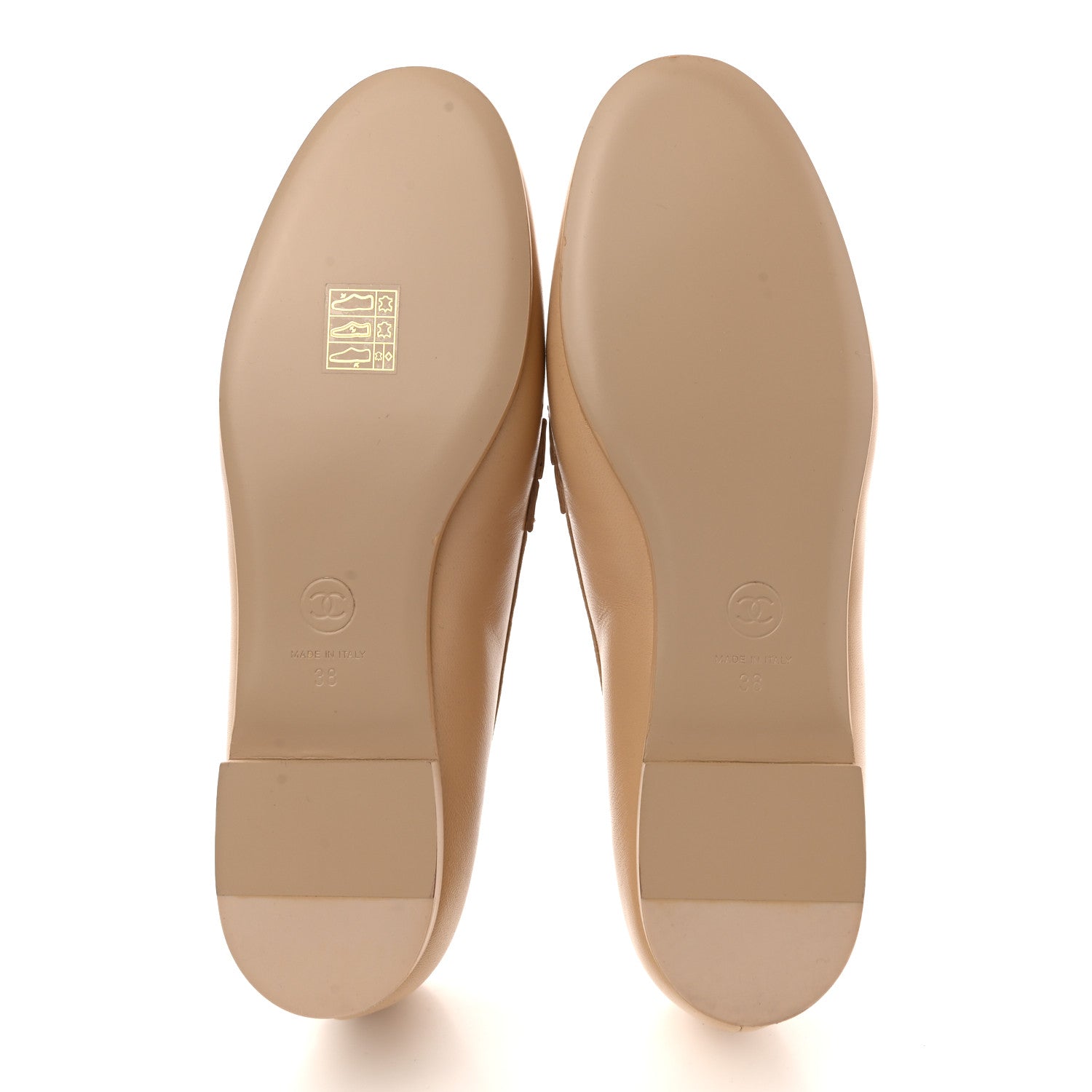 Chanel Lambskin CC Loafers 38 Beige 5 of 9
