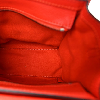 Celine Drummed Calfskin Nano Luggage Vermillion 5 of 10