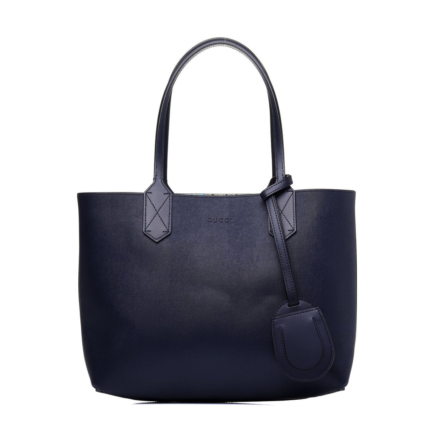 GG Supreme Monogram Blooms Small Reversible Tote Beige Blue Navy