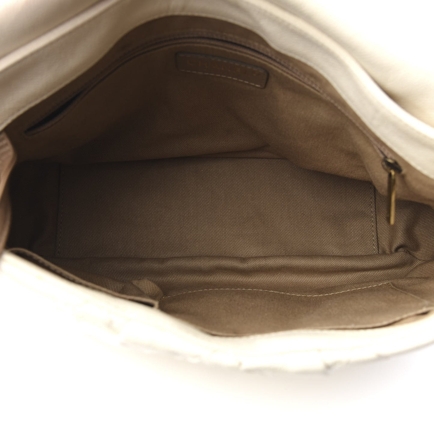 Crumpled Grained Calfskin Coco Pleats Messenger Flap Ivory