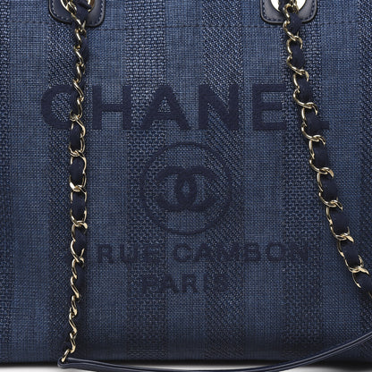 Chanel Mixed Fibers Striped Medium Deauville Tote Navy Blue 10 of 10